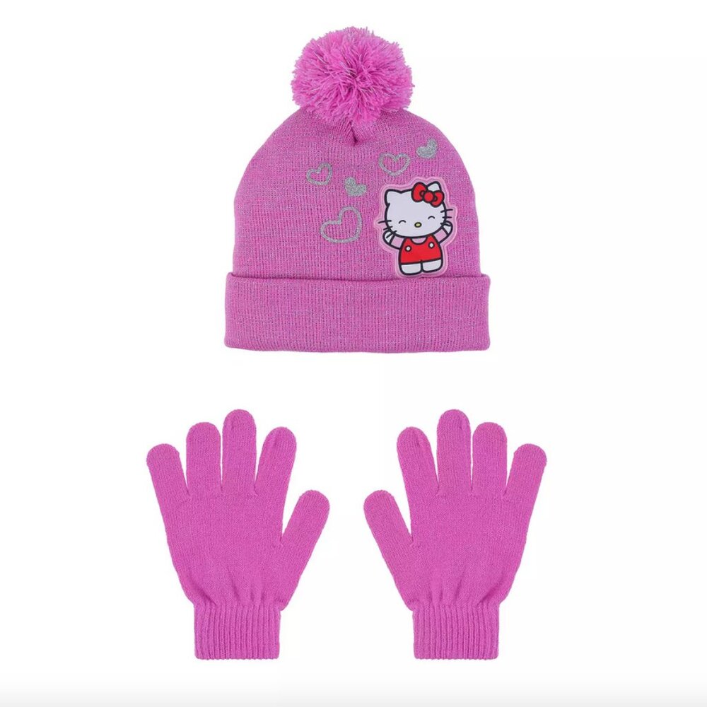 Hello Kitty and Hearts Beanie and Gloves Set for Kids